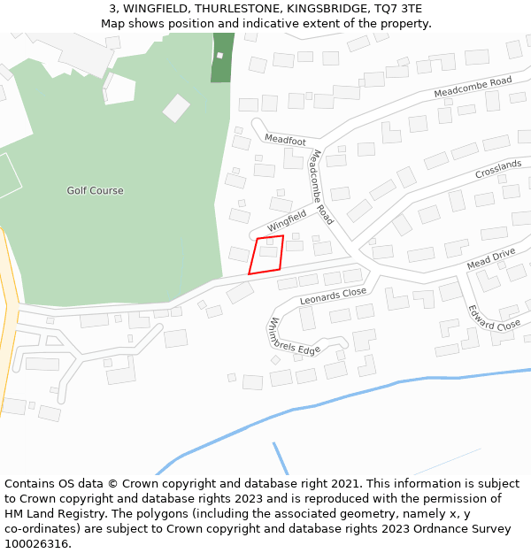 3, WINGFIELD, THURLESTONE, KINGSBRIDGE, TQ7 3TE: Location map and indicative extent of plot