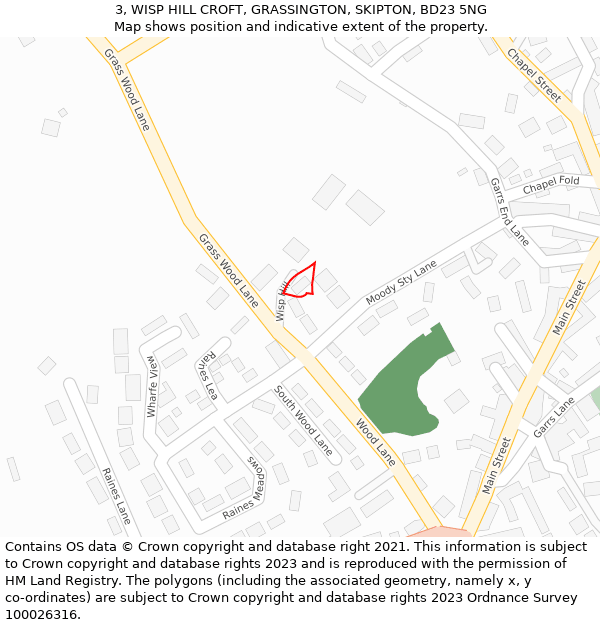 3, WISP HILL CROFT, GRASSINGTON, SKIPTON, BD23 5NG: Location map and indicative extent of plot