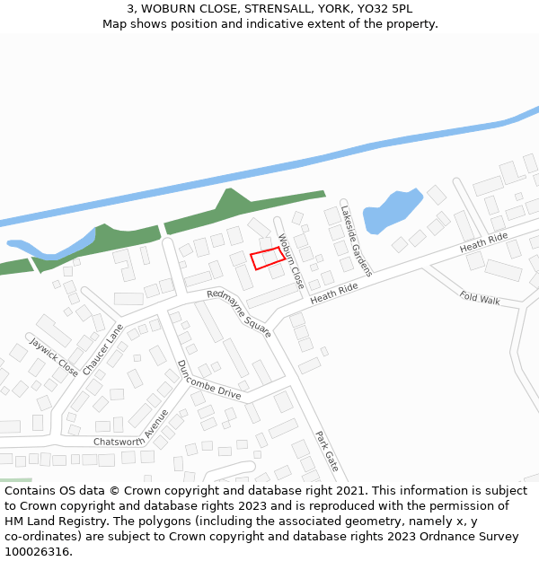 3, WOBURN CLOSE, STRENSALL, YORK, YO32 5PL: Location map and indicative extent of plot