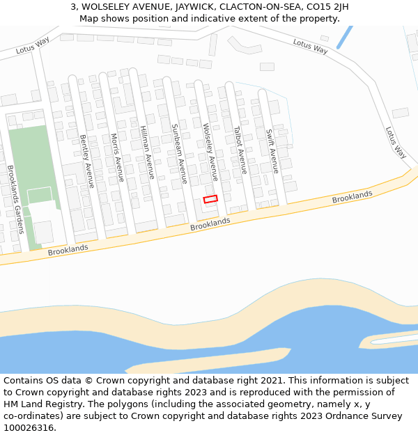 3, WOLSELEY AVENUE, JAYWICK, CLACTON-ON-SEA, CO15 2JH: Location map and indicative extent of plot