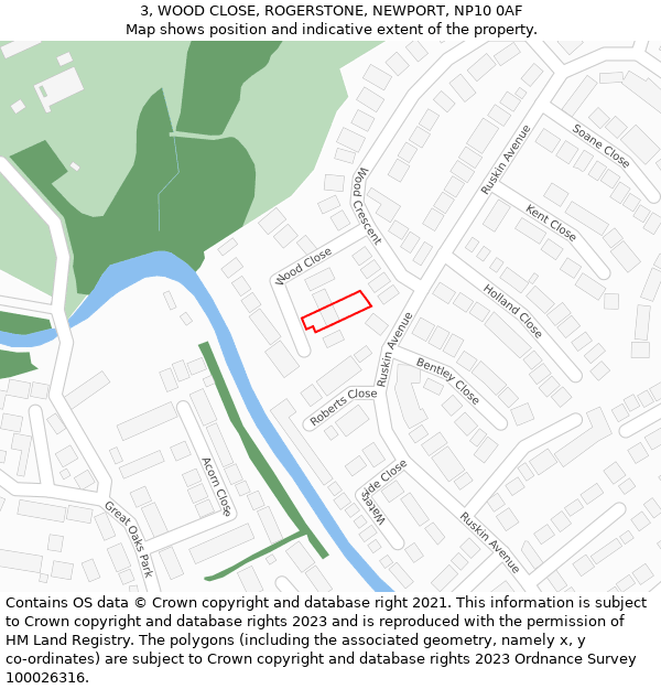 3, WOOD CLOSE, ROGERSTONE, NEWPORT, NP10 0AF: Location map and indicative extent of plot