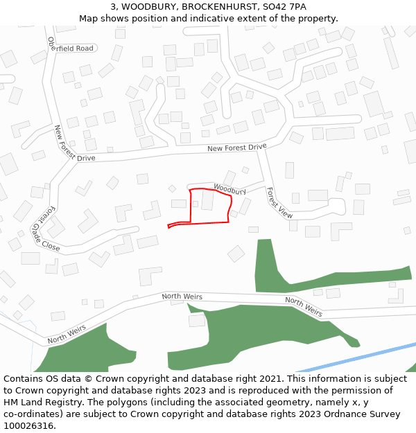 3, WOODBURY, BROCKENHURST, SO42 7PA: Location map and indicative extent of plot