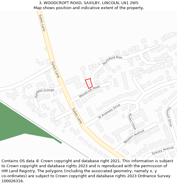 3, WOODCROFT ROAD, SAXILBY, LINCOLN, LN1 2WS: Location map and indicative extent of plot