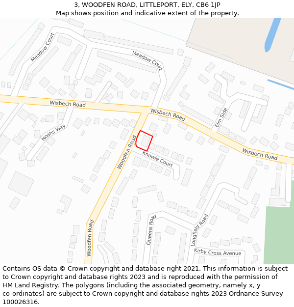 3, WOODFEN ROAD, LITTLEPORT, ELY, CB6 1JP: Location map and indicative extent of plot