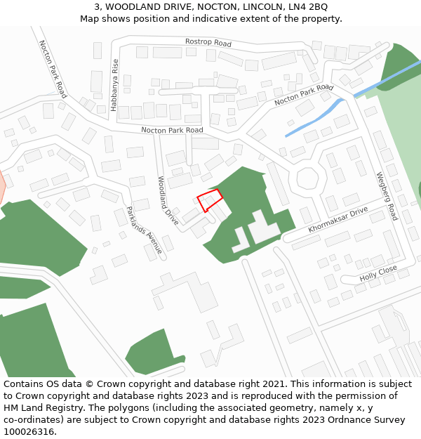 3, WOODLAND DRIVE, NOCTON, LINCOLN, LN4 2BQ: Location map and indicative extent of plot
