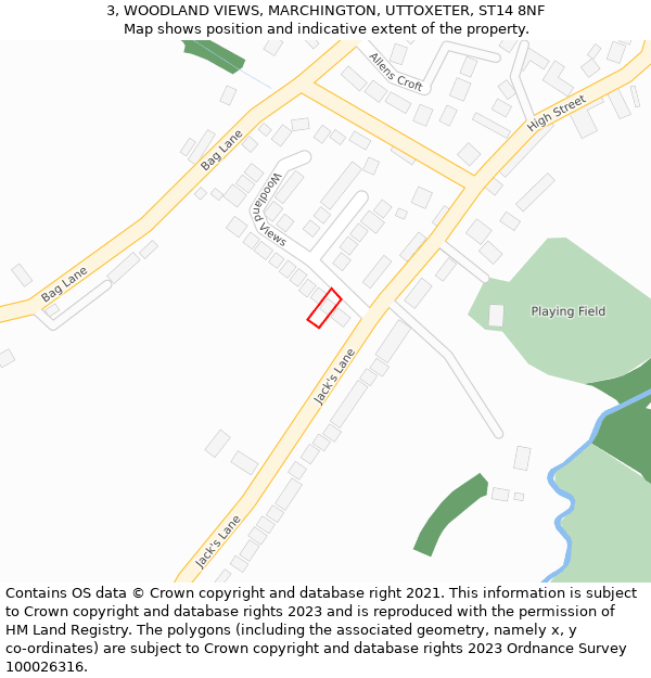 3, WOODLAND VIEWS, MARCHINGTON, UTTOXETER, ST14 8NF: Location map and indicative extent of plot