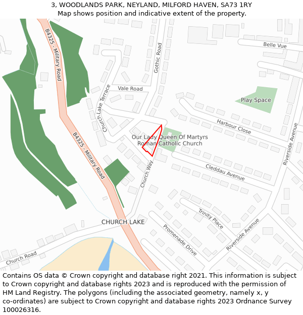 3, WOODLANDS PARK, NEYLAND, MILFORD HAVEN, SA73 1RY: Location map and indicative extent of plot