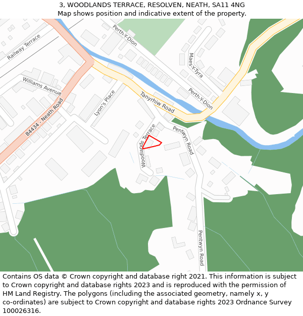 3, WOODLANDS TERRACE, RESOLVEN, NEATH, SA11 4NG: Location map and indicative extent of plot