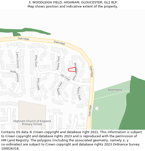 3, WOODLEIGH FIELD, HIGHNAM, GLOUCESTER, GL2 8LP: Location map and indicative extent of plot