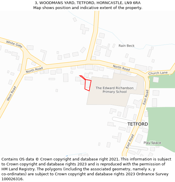 3, WOODMANS YARD, TETFORD, HORNCASTLE, LN9 6RA: Location map and indicative extent of plot