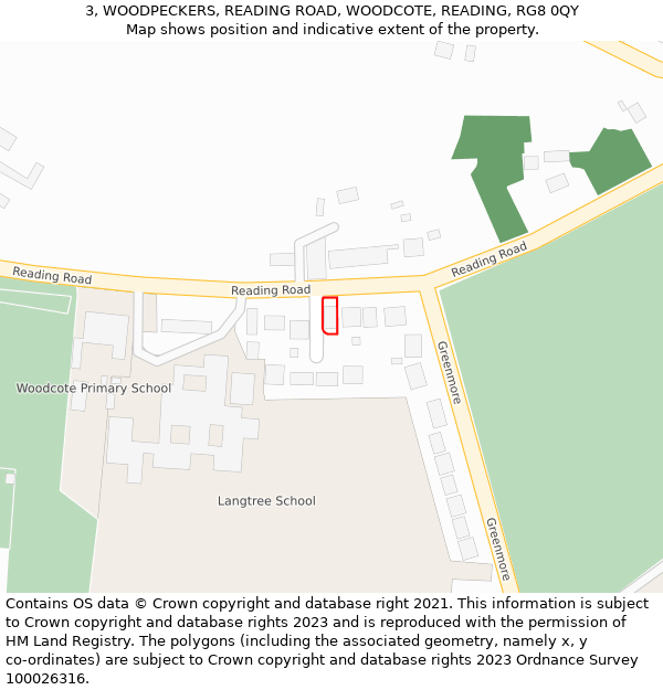3, WOODPECKERS, READING ROAD, WOODCOTE, READING, RG8 0QY: Location map and indicative extent of plot