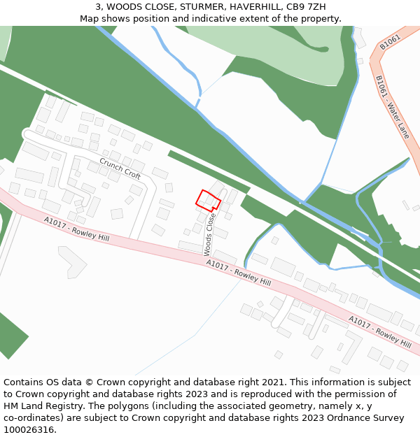 3, WOODS CLOSE, STURMER, HAVERHILL, CB9 7ZH: Location map and indicative extent of plot