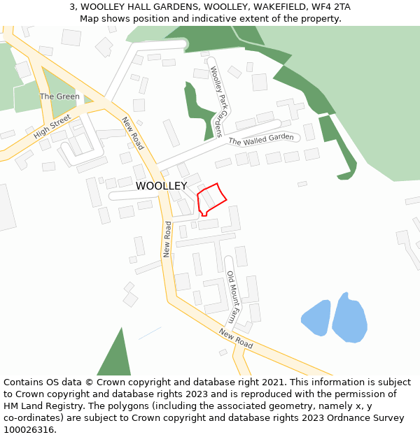 3, WOOLLEY HALL GARDENS, WOOLLEY, WAKEFIELD, WF4 2TA: Location map and indicative extent of plot