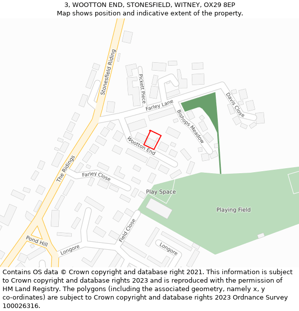 3, WOOTTON END, STONESFIELD, WITNEY, OX29 8EP: Location map and indicative extent of plot