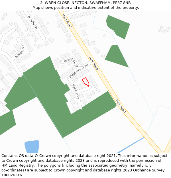 3, WREN CLOSE, NECTON, SWAFFHAM, PE37 8NR: Location map and indicative extent of plot