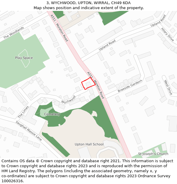 3, WYCHWOOD, UPTON, WIRRAL, CH49 6DA: Location map and indicative extent of plot