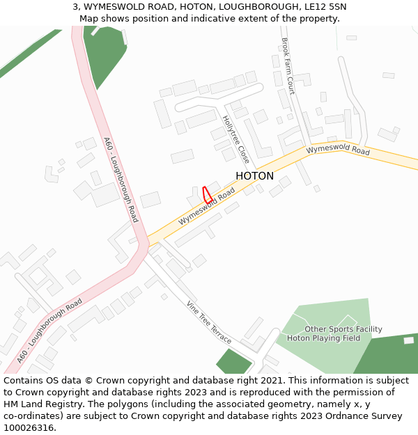 3, WYMESWOLD ROAD, HOTON, LOUGHBOROUGH, LE12 5SN: Location map and indicative extent of plot