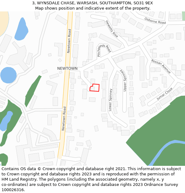 3, WYNSDALE CHASE, WARSASH, SOUTHAMPTON, SO31 9EX: Location map and indicative extent of plot