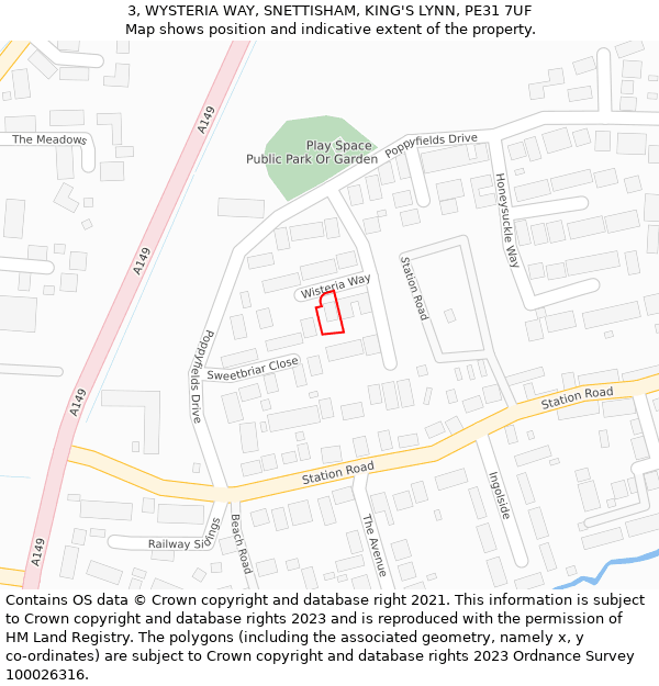 3, WYSTERIA WAY, SNETTISHAM, KING'S LYNN, PE31 7UF: Location map and indicative extent of plot