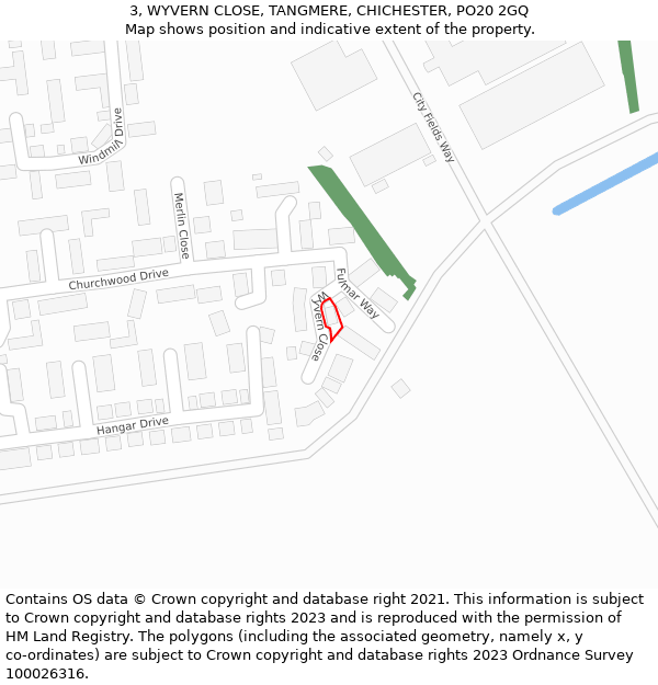 3, WYVERN CLOSE, TANGMERE, CHICHESTER, PO20 2GQ: Location map and indicative extent of plot