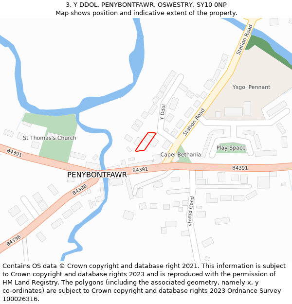 3, Y DDOL, PENYBONTFAWR, OSWESTRY, SY10 0NP: Location map and indicative extent of plot