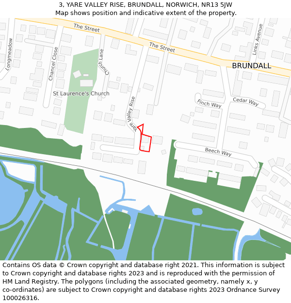 3, YARE VALLEY RISE, BRUNDALL, NORWICH, NR13 5JW: Location map and indicative extent of plot