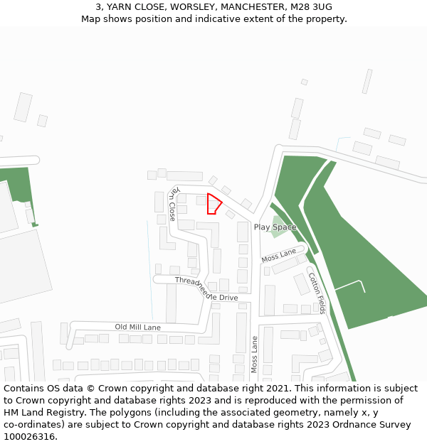 3, YARN CLOSE, WORSLEY, MANCHESTER, M28 3UG: Location map and indicative extent of plot