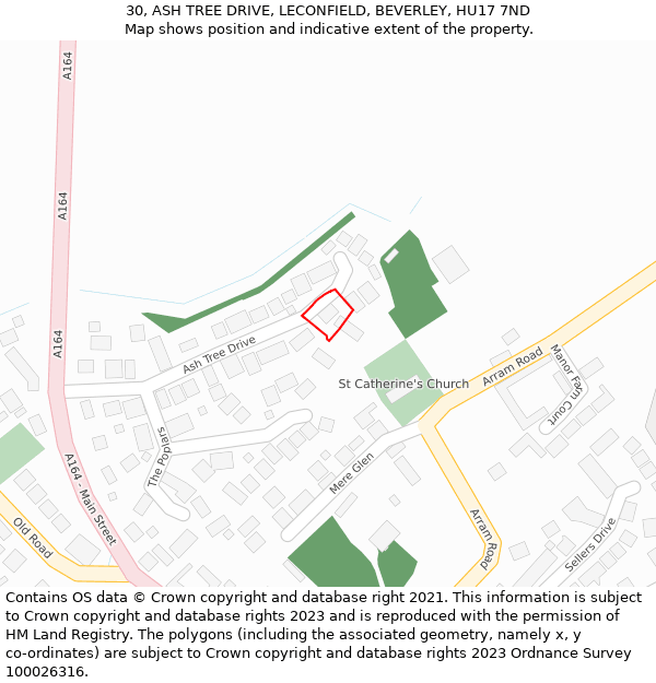 30, ASH TREE DRIVE, LECONFIELD, BEVERLEY, HU17 7ND: Location map and indicative extent of plot
