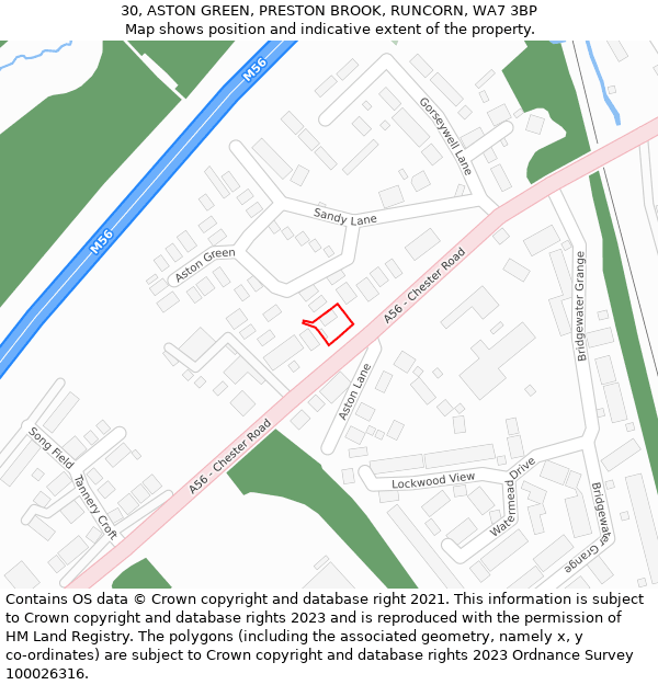 30, ASTON GREEN, PRESTON BROOK, RUNCORN, WA7 3BP: Location map and indicative extent of plot