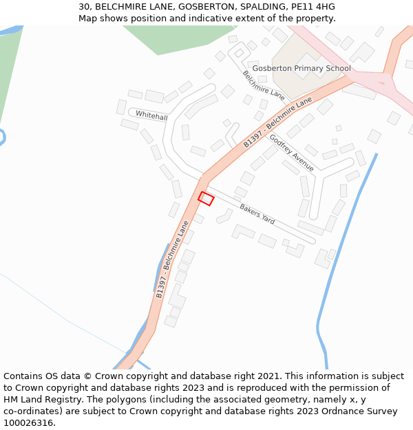 30, BELCHMIRE LANE, GOSBERTON, SPALDING, PE11 4HG: Location map and indicative extent of plot