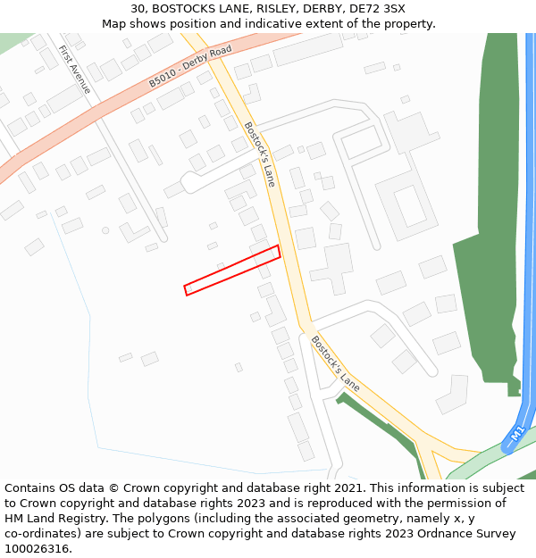 30, BOSTOCKS LANE, RISLEY, DERBY, DE72 3SX: Location map and indicative extent of plot