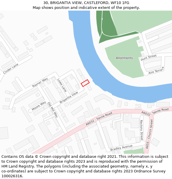 30, BRIGANTIA VIEW, CASTLEFORD, WF10 1FG: Location map and indicative extent of plot