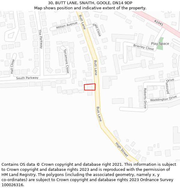 30, BUTT LANE, SNAITH, GOOLE, DN14 9DP: Location map and indicative extent of plot