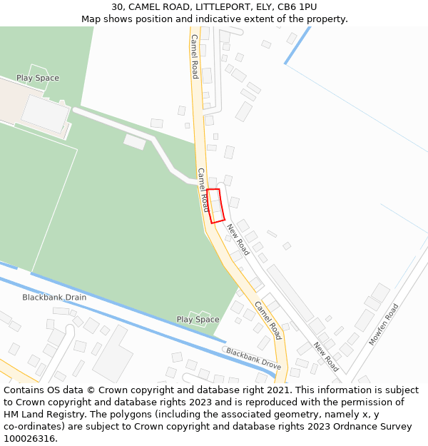 30, CAMEL ROAD, LITTLEPORT, ELY, CB6 1PU: Location map and indicative extent of plot