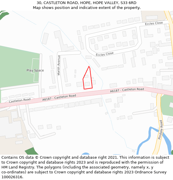 30, CASTLETON ROAD, HOPE, HOPE VALLEY, S33 6RD: Location map and indicative extent of plot