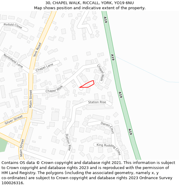 30, CHAPEL WALK, RICCALL, YORK, YO19 6NU: Location map and indicative extent of plot