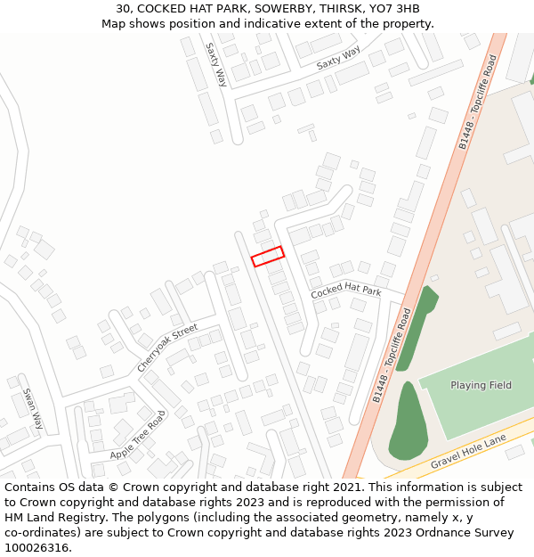 30, COCKED HAT PARK, SOWERBY, THIRSK, YO7 3HB: Location map and indicative extent of plot