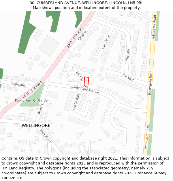 30, CUMBERLAND AVENUE, WELLINGORE, LINCOLN, LN5 0BL: Location map and indicative extent of plot