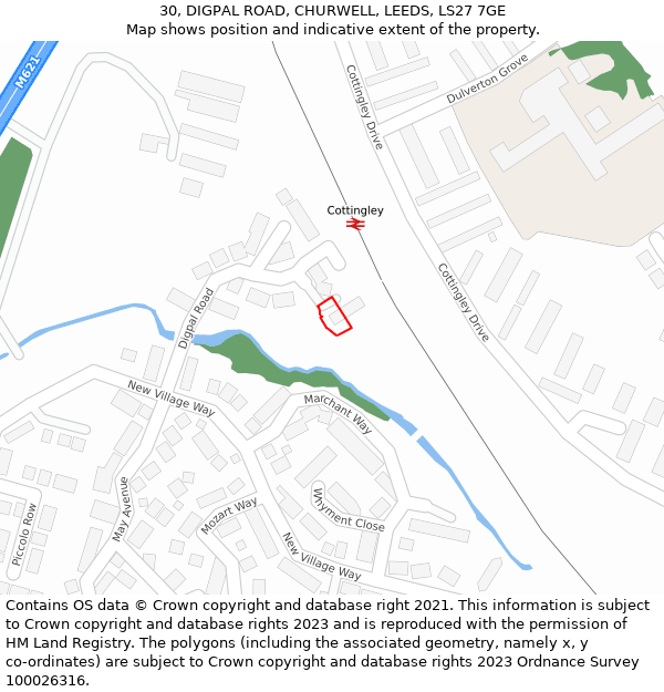 30, DIGPAL ROAD, CHURWELL, LEEDS, LS27 7GE: Location map and indicative extent of plot