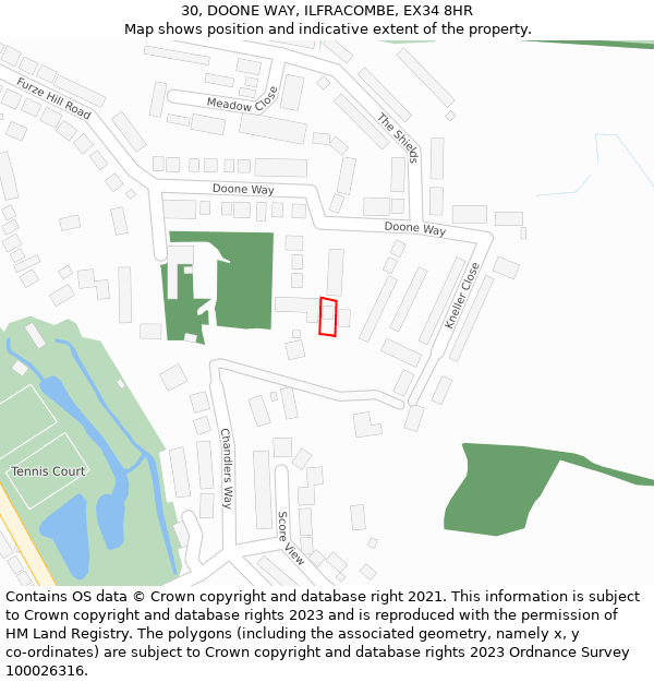 30, DOONE WAY, ILFRACOMBE, EX34 8HR: Location map and indicative extent of plot