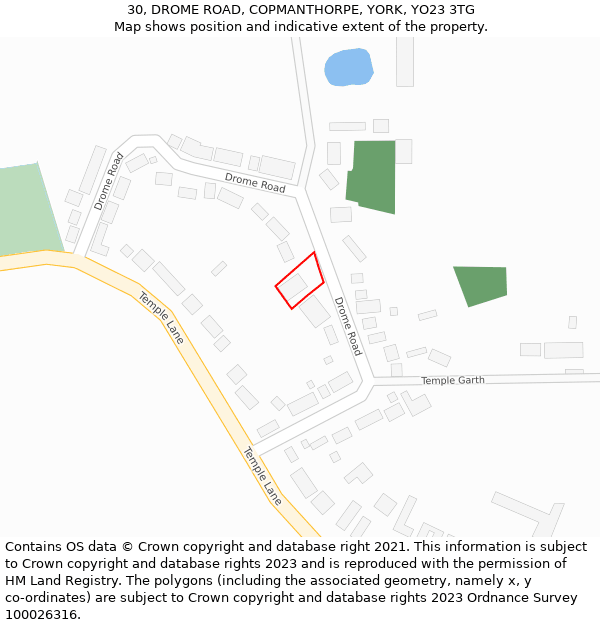 30, DROME ROAD, COPMANTHORPE, YORK, YO23 3TG: Location map and indicative extent of plot