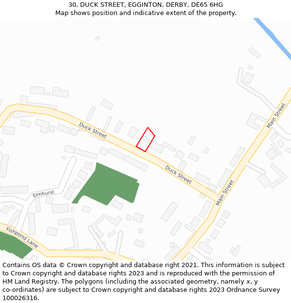 30, DUCK STREET, EGGINTON, DERBY, DE65 6HG: Location map and indicative extent of plot