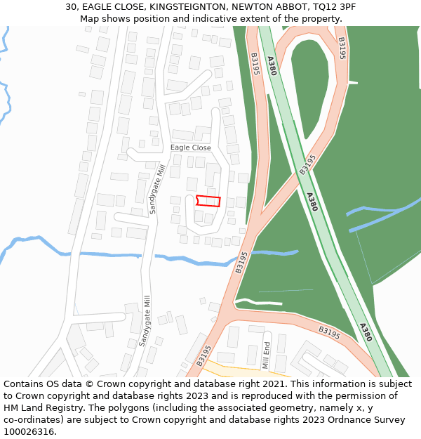 30, EAGLE CLOSE, KINGSTEIGNTON, NEWTON ABBOT, TQ12 3PF: Location map and indicative extent of plot