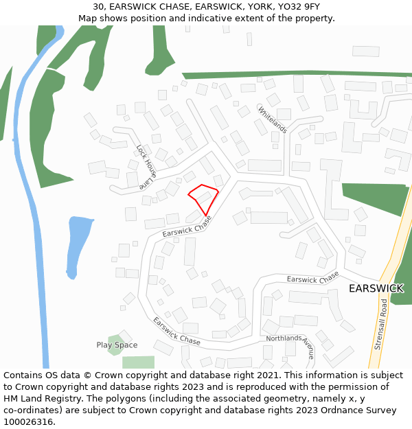 30, EARSWICK CHASE, EARSWICK, YORK, YO32 9FY: Location map and indicative extent of plot