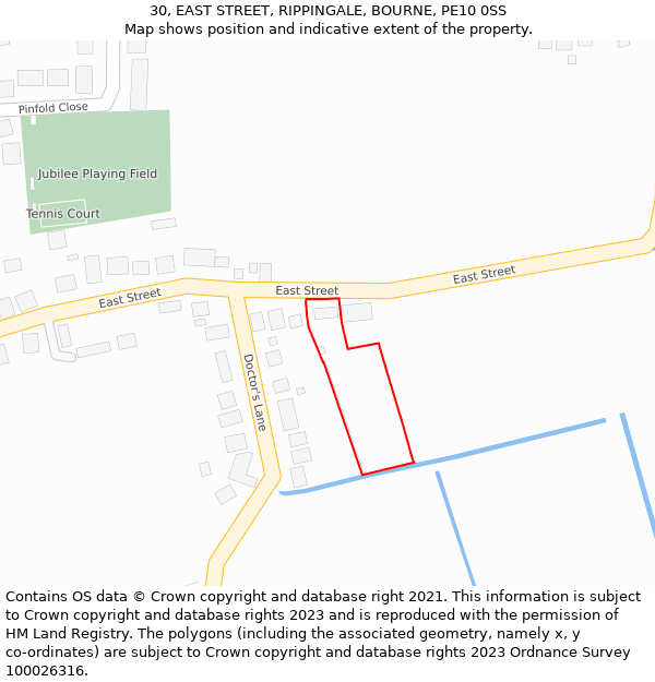 30, EAST STREET, RIPPINGALE, BOURNE, PE10 0SS: Location map and indicative extent of plot