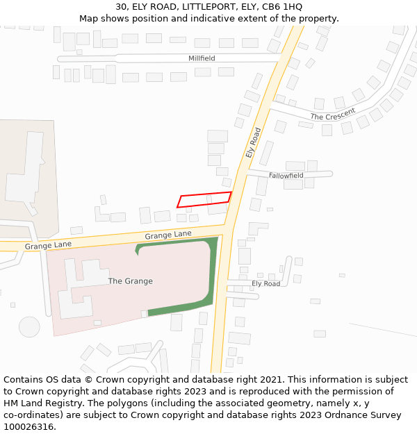 30, ELY ROAD, LITTLEPORT, ELY, CB6 1HQ: Location map and indicative extent of plot