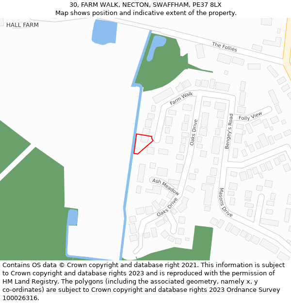 30, FARM WALK, NECTON, SWAFFHAM, PE37 8LX: Location map and indicative extent of plot