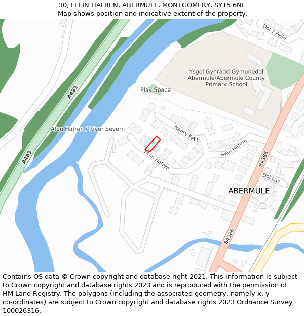 30, FELIN HAFREN, ABERMULE, MONTGOMERY, SY15 6NE: Location map and indicative extent of plot