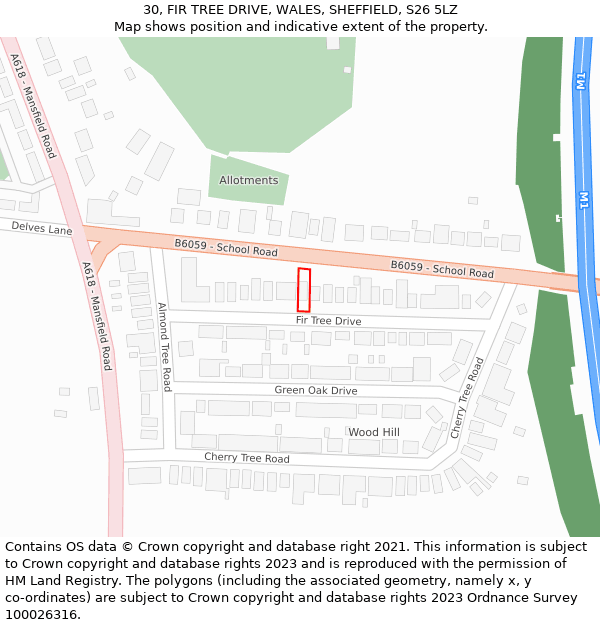 30, FIR TREE DRIVE, WALES, SHEFFIELD, S26 5LZ: Location map and indicative extent of plot