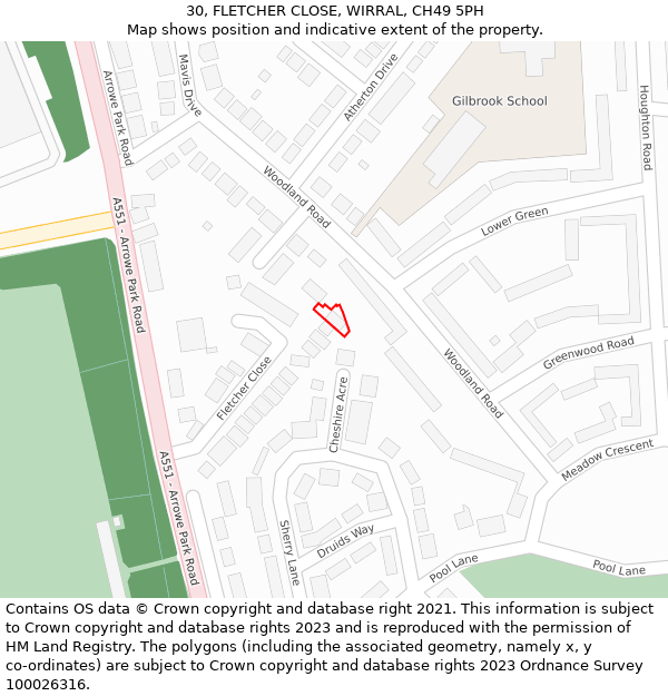 30, FLETCHER CLOSE, WIRRAL, CH49 5PH: Location map and indicative extent of plot